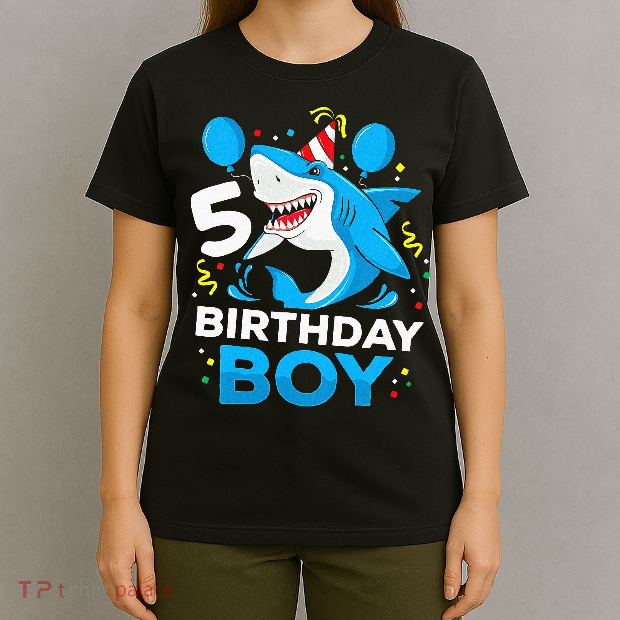 5th Birthday Boy Shark Ocean Theme Party 5 Years Old For Boy T-Shirt