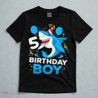 5th Birthday Boy Shark Ocean Theme Party 5 Years Old For Boy T-Shirt thumb 5