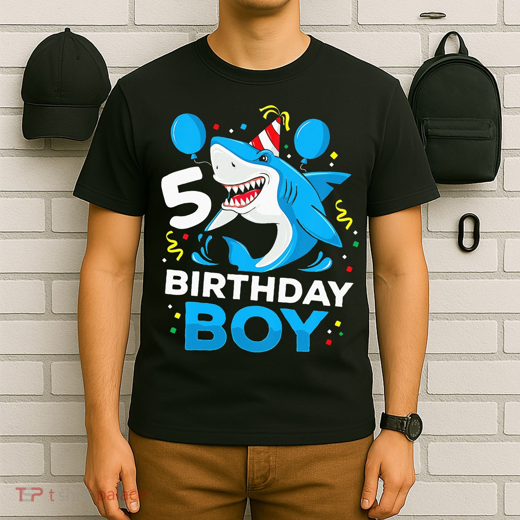 5th Birthday Boy Shark Ocean Theme Party 5 Years Old For Boy T-Shirt