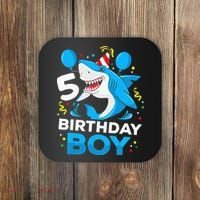 5th Birthday Boy Shark Ocean Theme Party 5 Years Old For Boy Coaster thumb 0