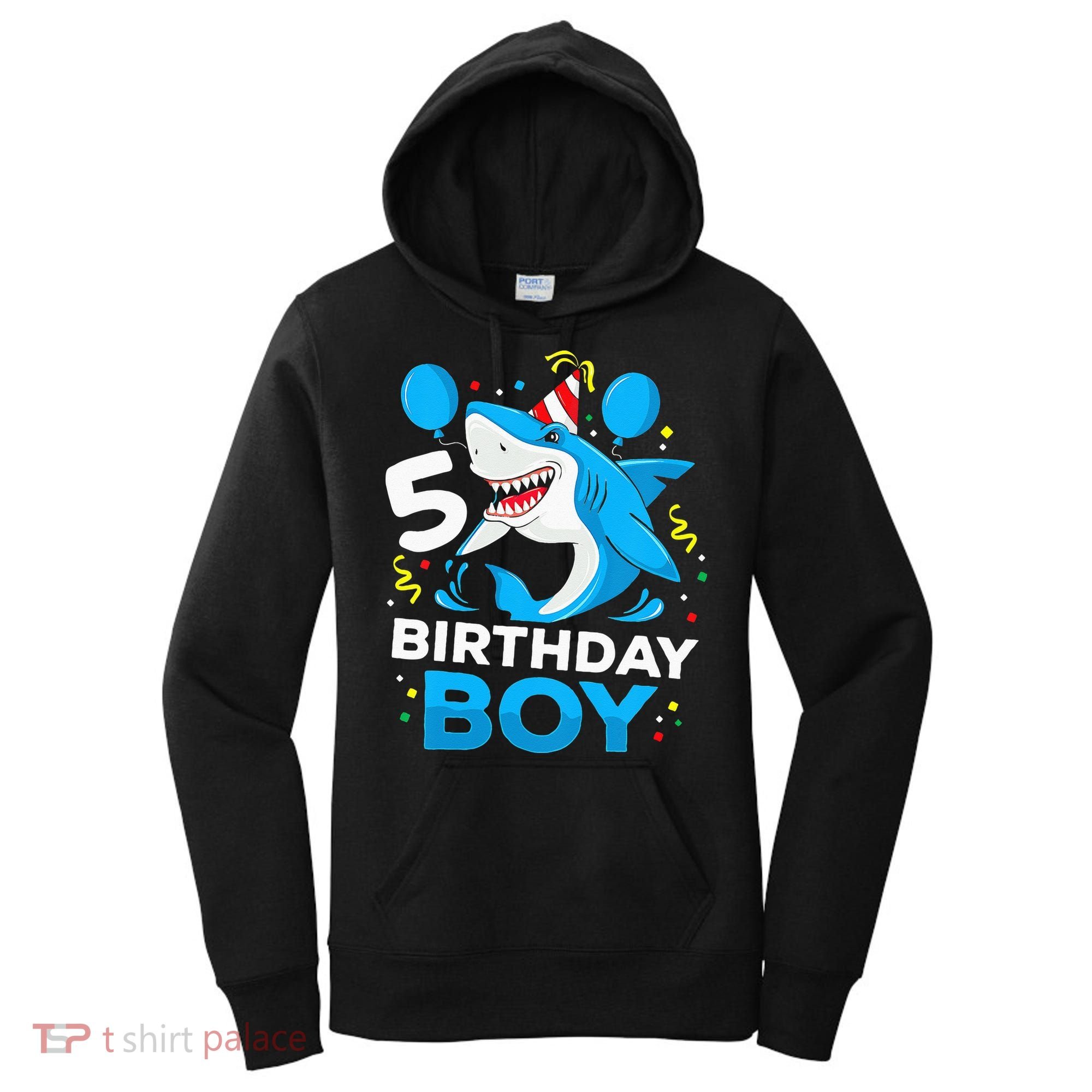 5th Birthday Boy Shark Ocean Theme Party 5 Years Old For Boy Women's Hoodie