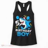 5th Birthday Boy Shark Ocean Theme Party 5 Years Old For Boy Women's Tank Top thumb 0