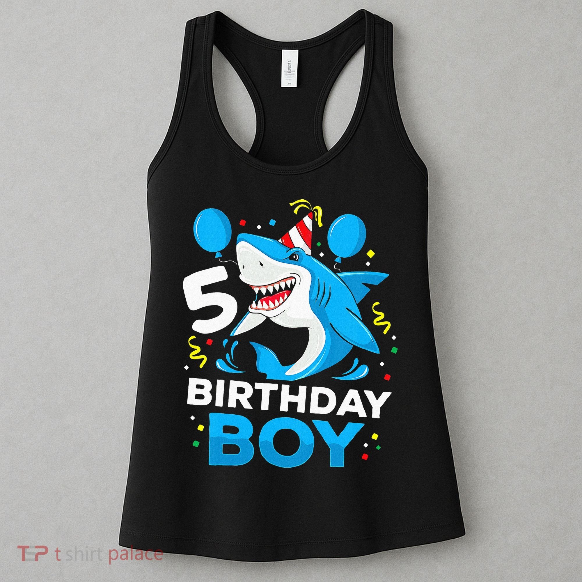 5th Birthday Boy Shark Ocean Theme Party 5 Years Old For Boy Women's Tank Top