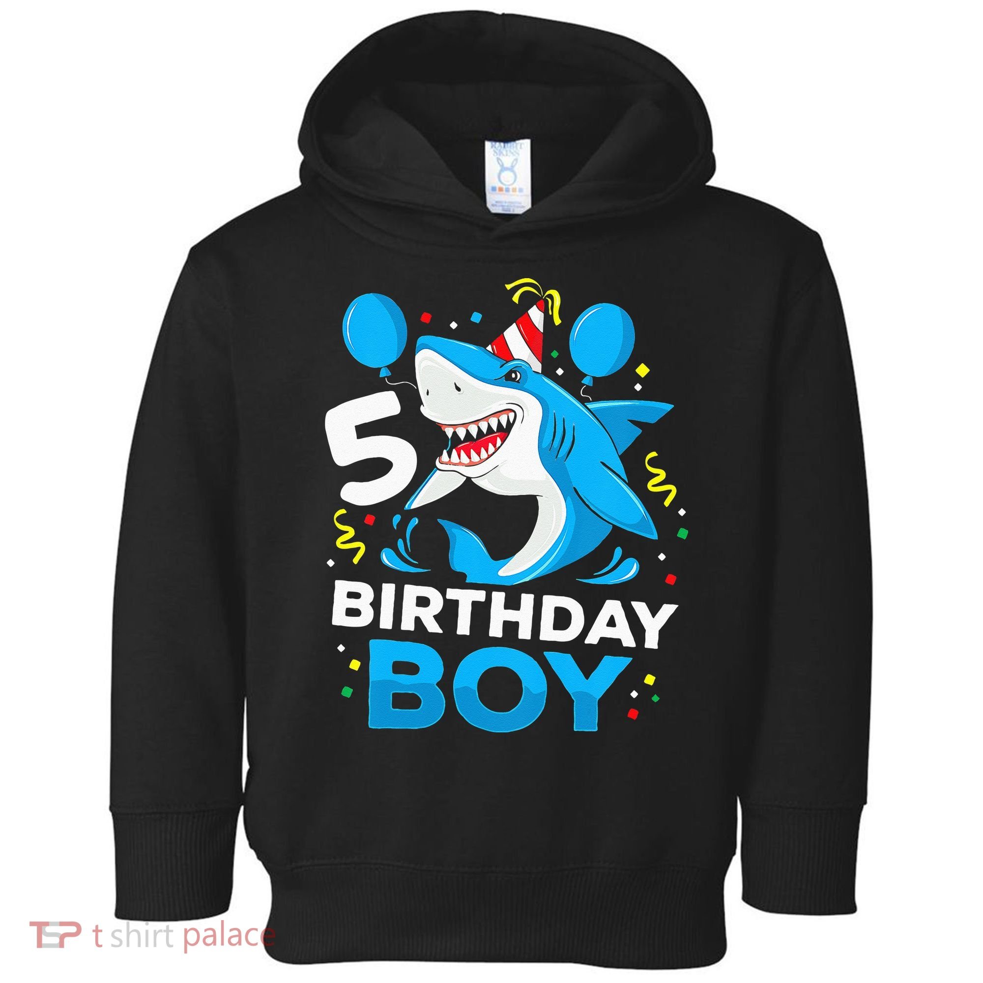 5th Birthday Boy Shark Ocean Theme Party 5 Years Old For Boy Toddler Hoodie