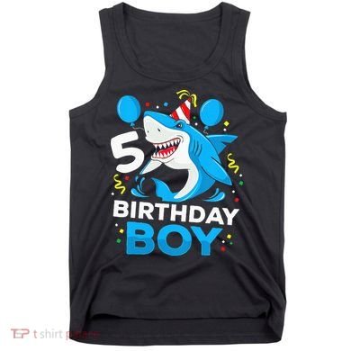 5th Birthday Boy Shark Ocean Theme Party 5 Years Old For Boy Tank Top