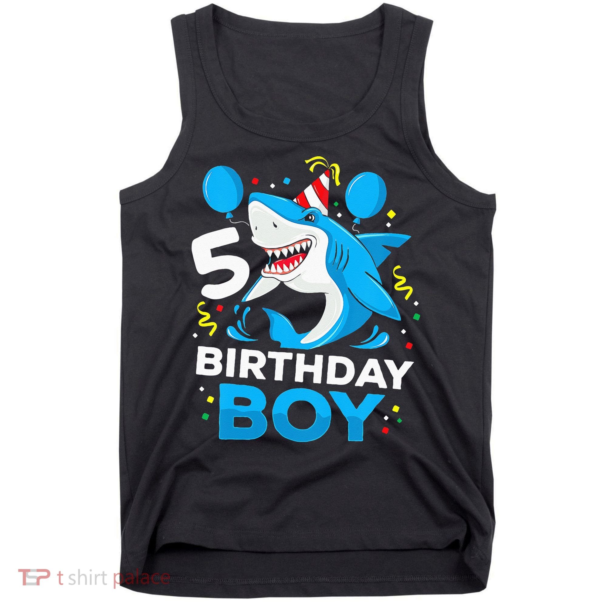 5th Birthday Boy Shark Ocean Theme Party 5 Years Old For Boy Tank Top