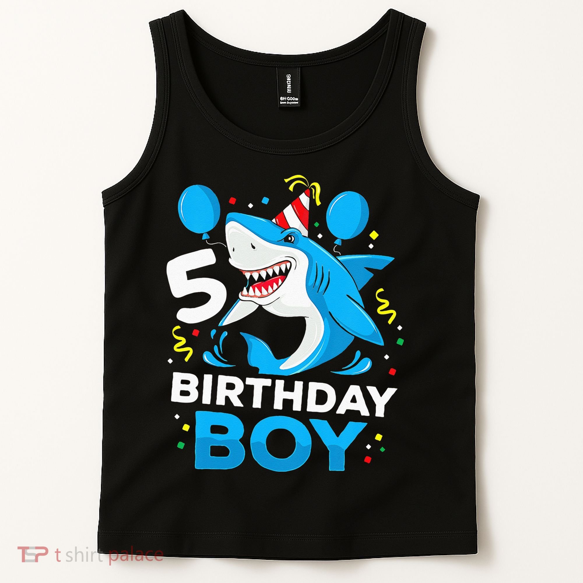 5th Birthday Boy Shark Ocean Theme Party 5 Years Old For Boy Tank Top