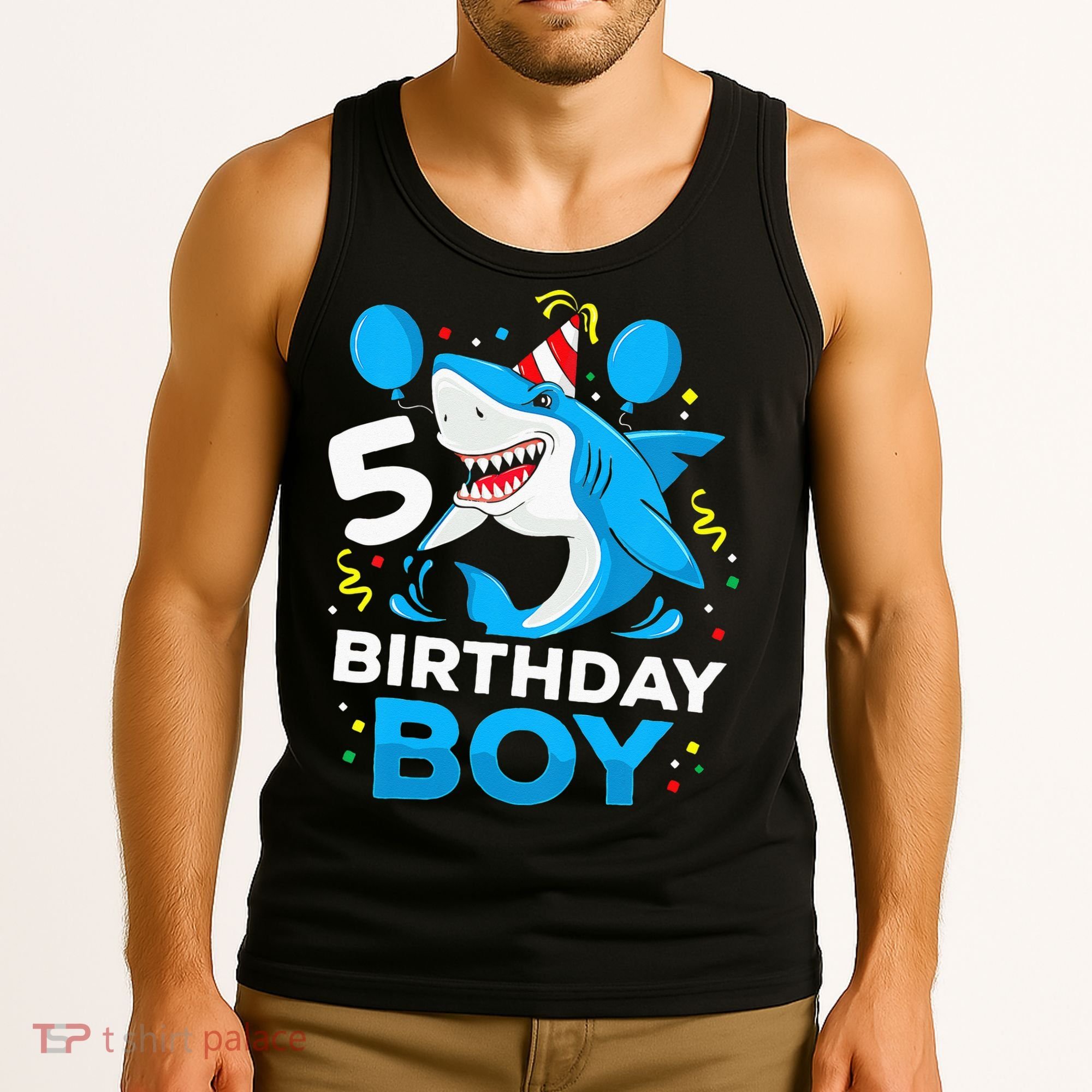5th Birthday Boy Shark Ocean Theme Party 5 Years Old For Boy Tank Top