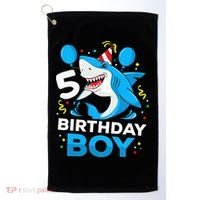 5th Birthday Boy Shark Ocean Theme Party 5 Years Old For Boy Golf Towel thumb 0