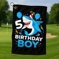 5th Birthday Boy Shark Ocean Theme Party 5 Years Old For Boy Golf Towel thumb 1