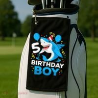 5th Birthday Boy Shark Ocean Theme Party 5 Years Old For Boy Golf Towel thumb 2