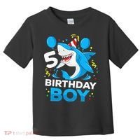 5th Birthday Boy Shark Ocean Theme Party 5 Years Old For Boy Toddler T-Shirt thumb 0