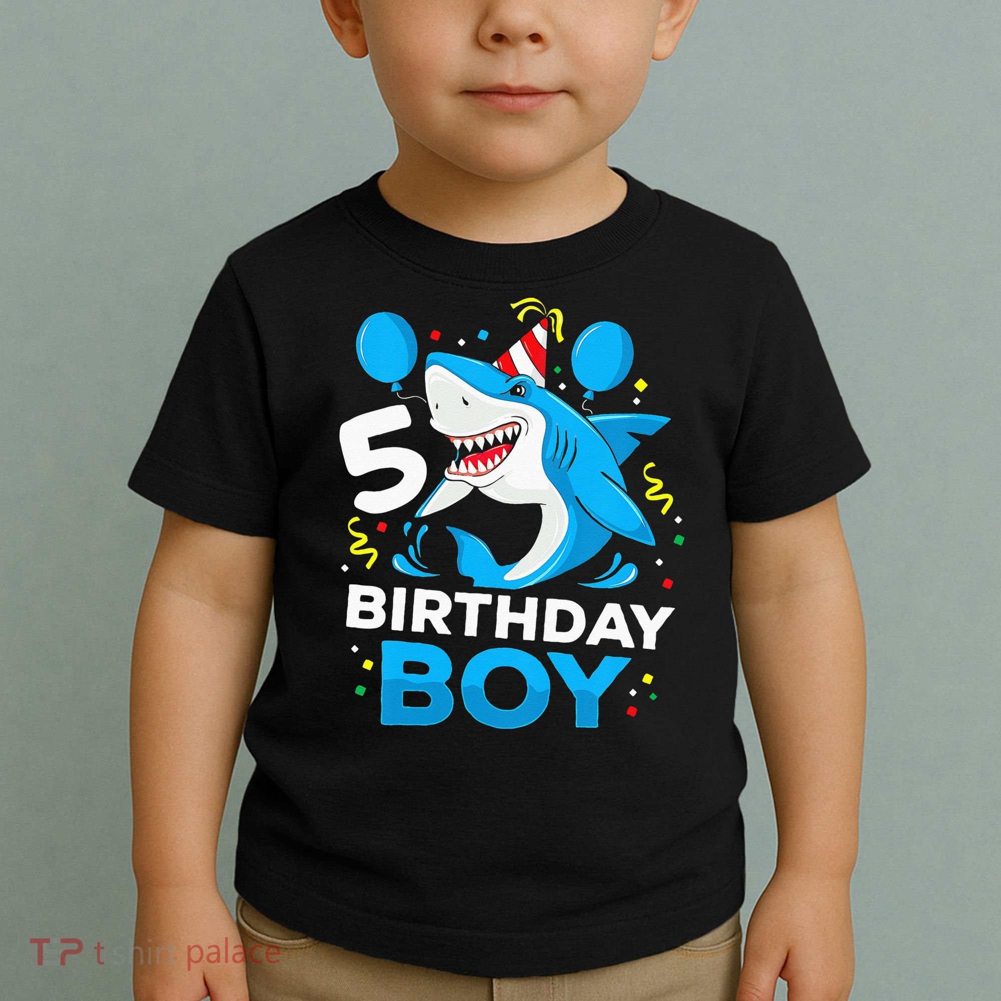 5th Birthday Boy Shark Ocean Theme Party 5 Years Old For Boy Toddler T-Shirt