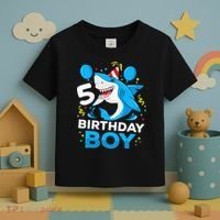 5th Birthday Boy Shark Ocean Theme Party 5 Years Old For Boy Toddler T-Shirt thumb 3