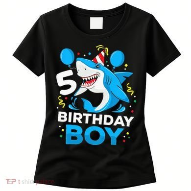 5th Birthday Boy Shark Ocean Theme Party 5 Years Old For Boy Women's T-Shirt