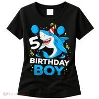 5th Birthday Boy Shark Ocean Theme Party 5 Years Old For Boy Women's T-Shirt thumb 0
