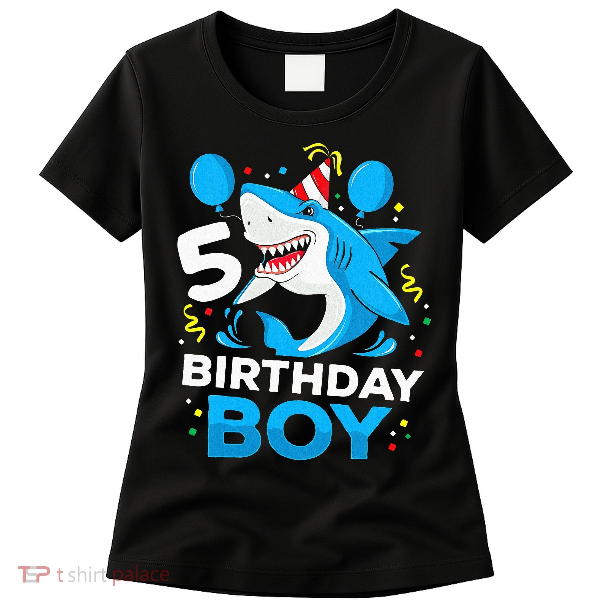 5th Birthday Boy Shark Ocean Theme Party 5 Years Old For Boy Women's T-Shirt