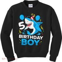 5th Birthday Boy Shark Ocean Theme Party 5 Years Old For Boy Kids Sweatshirt thumb 0