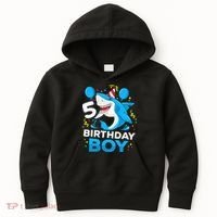 5th Birthday Boy Shark Ocean Theme Party 5 Years Old For Boy Kids Hoodie thumb 0