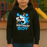 5th Birthday Boy Shark Ocean Theme Party 5 Years Old For Boy Kids Hoodie thumb 3