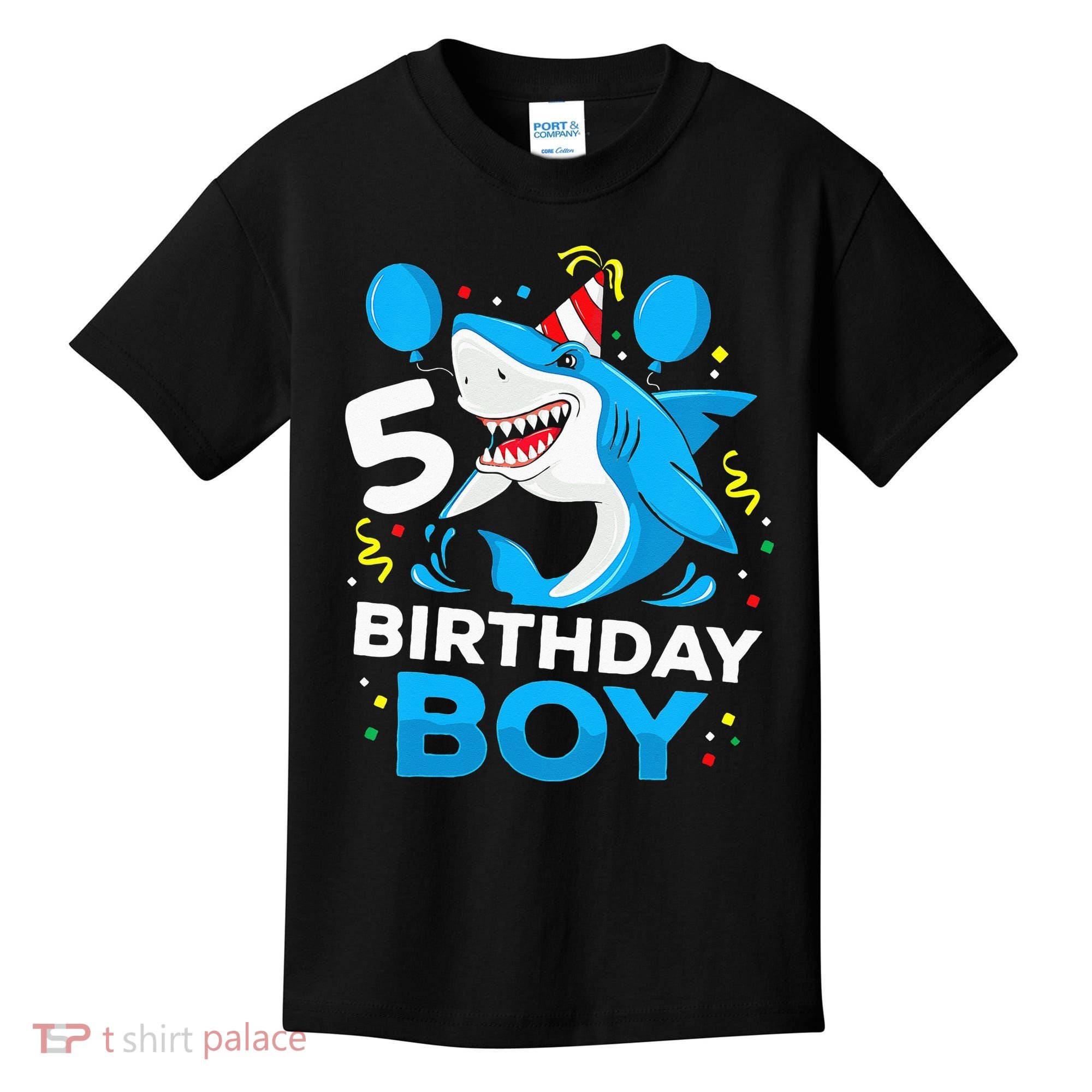 5th Birthday Boy Shark Ocean Theme Party 5 Years Old For Boy Kids T-Shirt