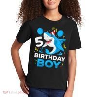 5th Birthday Boy Shark Ocean Theme Party 5 Years Old For Boy Kids T-Shirt thumb 2