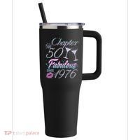 50th Birthday Chapter 50 Fabulous Since 1976 Rhinestones Diamonds 40oz Vacuum Insulated Stainless Steel Travel Tumbler thumb 0