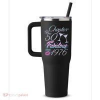 50th Birthday Chapter 50 Fabulous Since 1976 Rhinestones Diamonds 40oz Vacuum Insulated Stainless Steel Travel Tumbler thumb 2