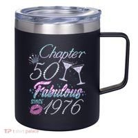 50th Birthday Chapter 50 Fabulous Since 1976 Rhinestones Diamonds 12oz Stainless Steel Coffee Mug thumb 0