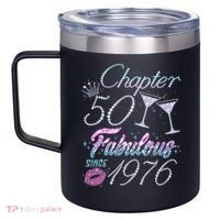 50th Birthday Chapter 50 Fabulous Since 1976 Rhinestones Diamonds 12oz Stainless Steel Coffee Mug thumb 2