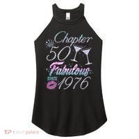 50th Birthday Chapter 50 Fabulous Since 1976 Rhinestones Diamonds Women's Perfect Tri Rocker Tank thumb 0