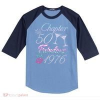 50th Birthday Chapter 50 Fabulous Since 1976 Rhinestones Diamonds Raglan Baseball Sleeve Shirt thumb 0