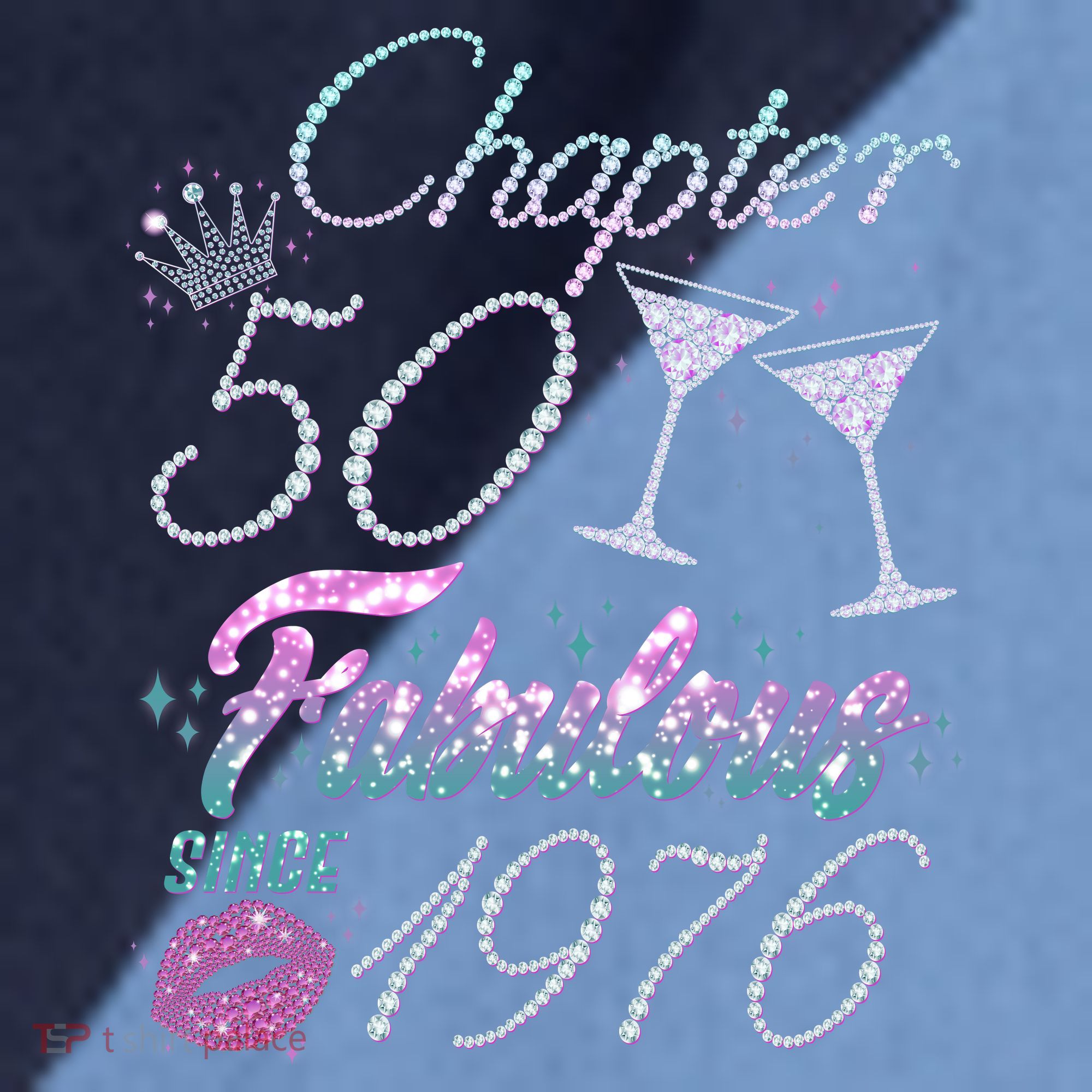 50th Birthday Chapter 50 Fabulous Since 1976 Rhinestones Diamonds Raglan Baseball Sleeve Shirt