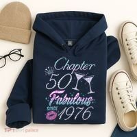 50th Birthday Chapter 50 Fabulous Since 1976 Rhinestones Diamonds Hoodie thumb 4