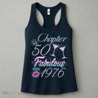 50th Birthday Chapter 50 Fabulous Since 1976 Rhinestones Diamonds Women's Tank Top thumb 3