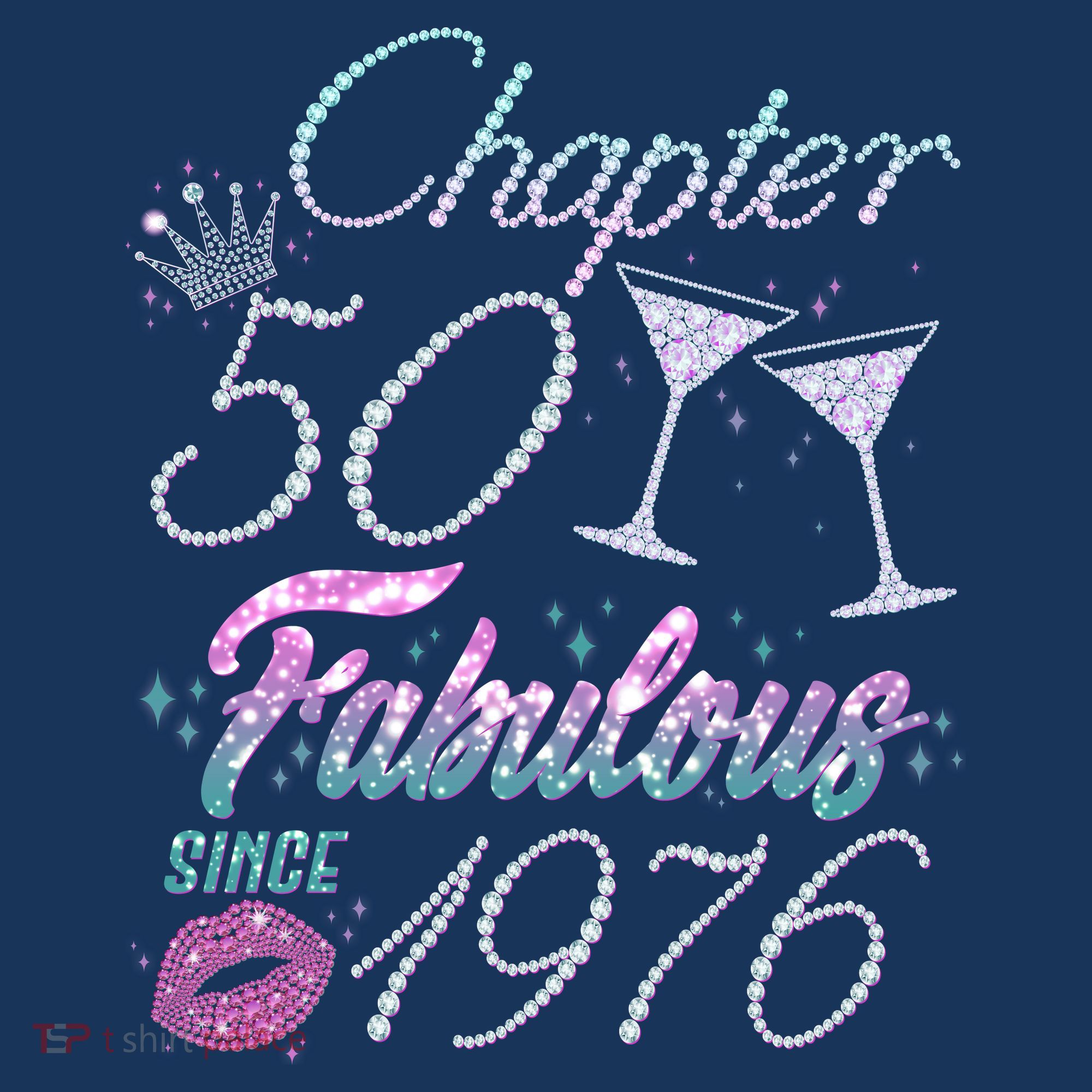 50th Birthday Chapter 50 Fabulous Since 1976 Rhinestones Diamonds Women's Tank Top