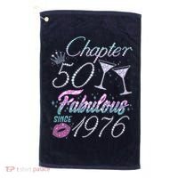 50th Birthday Chapter 50 Fabulous Since 1976 Rhinestones Diamonds Golf Towel thumb 0