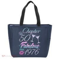 50th Birthday Chapter 50 Fabulous Since 1976 Rhinestones Diamonds Tote Bag thumb 0