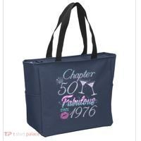 50th Birthday Chapter 50 Fabulous Since 1976 Rhinestones Diamonds Tote Bag thumb 2