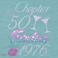 50th Birthday Chapter 50 Fabulous Since 1976 Rhinestones Diamonds Sueded Cloud Jersey T-Shirt thumb 2