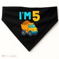 5th Birthday Cartoon Dump Toy Truck Construction I'M 5 Five USA-Made Doggie Bandana thumb 0