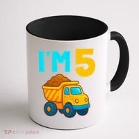 5th Birthday Cartoon Dump Toy Truck Construction I'M 5 Five Coffee Mug thumb 1