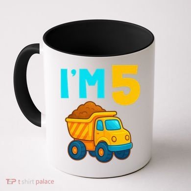 5th Birthday Cartoon Dump Toy Truck Construction I'M 5 Five Coffee Mug