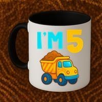 5th Birthday Cartoon Dump Toy Truck Construction I'M 5 Five Coffee Mug thumb 2