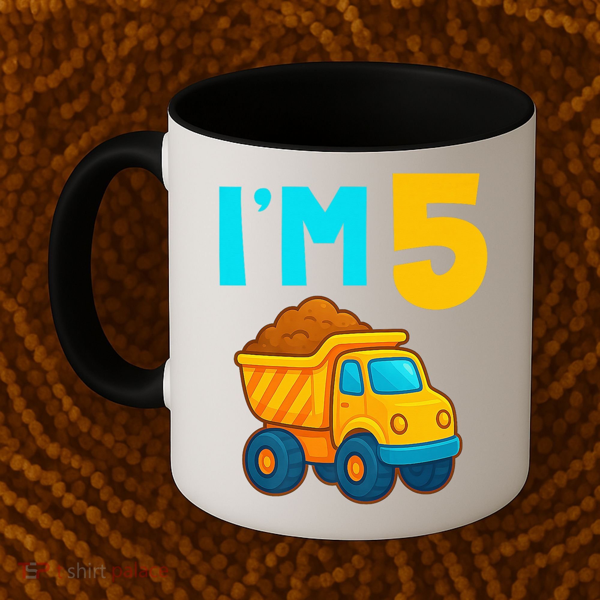 5th Birthday Cartoon Dump Toy Truck Construction I'M 5 Five Coffee Mug