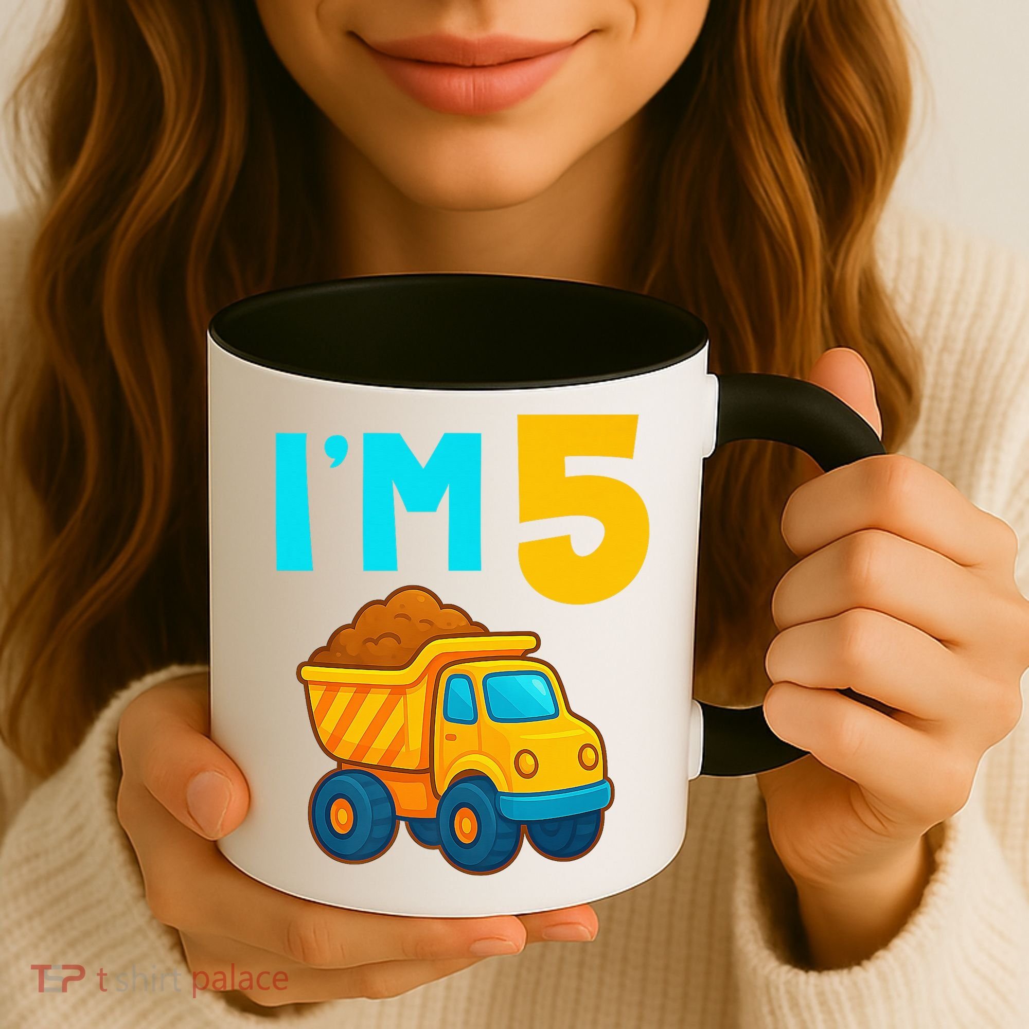 5th Birthday Cartoon Dump Toy Truck Construction I'M 5 Five Coffee Mug