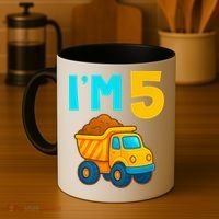 5th Birthday Cartoon Dump Toy Truck Construction I'M 5 Five Coffee Mug thumb 4
