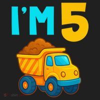 5th Birthday Cartoon Dump Toy Truck Construction I'M 5 Five Beanie thumb 2