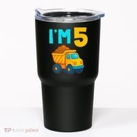 5th Birthday Cartoon Dump Toy Truck Construction I'M 5 Five Tumbler thumb 0
