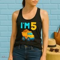 5th Birthday Cartoon Dump Toy Truck Construction I'M 5 Five Women's Tank Top thumb 2